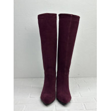Жіночі замшеві чоботи на шпильці в кольорі бордо - Арт. 657-18