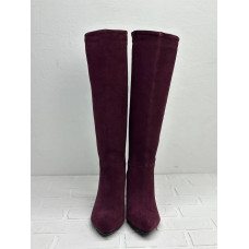 Жіночі замшеві чоботи на шпильці в кольорі бордо - Арт. 657-18