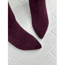 Жіночі замшеві чоботи на шпильці в кольорі бордо - Арт. 657-18