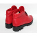 Ботинки на шнуровке из красной кожи на тракторной подошве Арт. 12-5(S2)